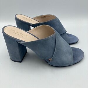 Cole Haan Gabby Grand OS Blue Suede Criss Cross Mule Slides 6B